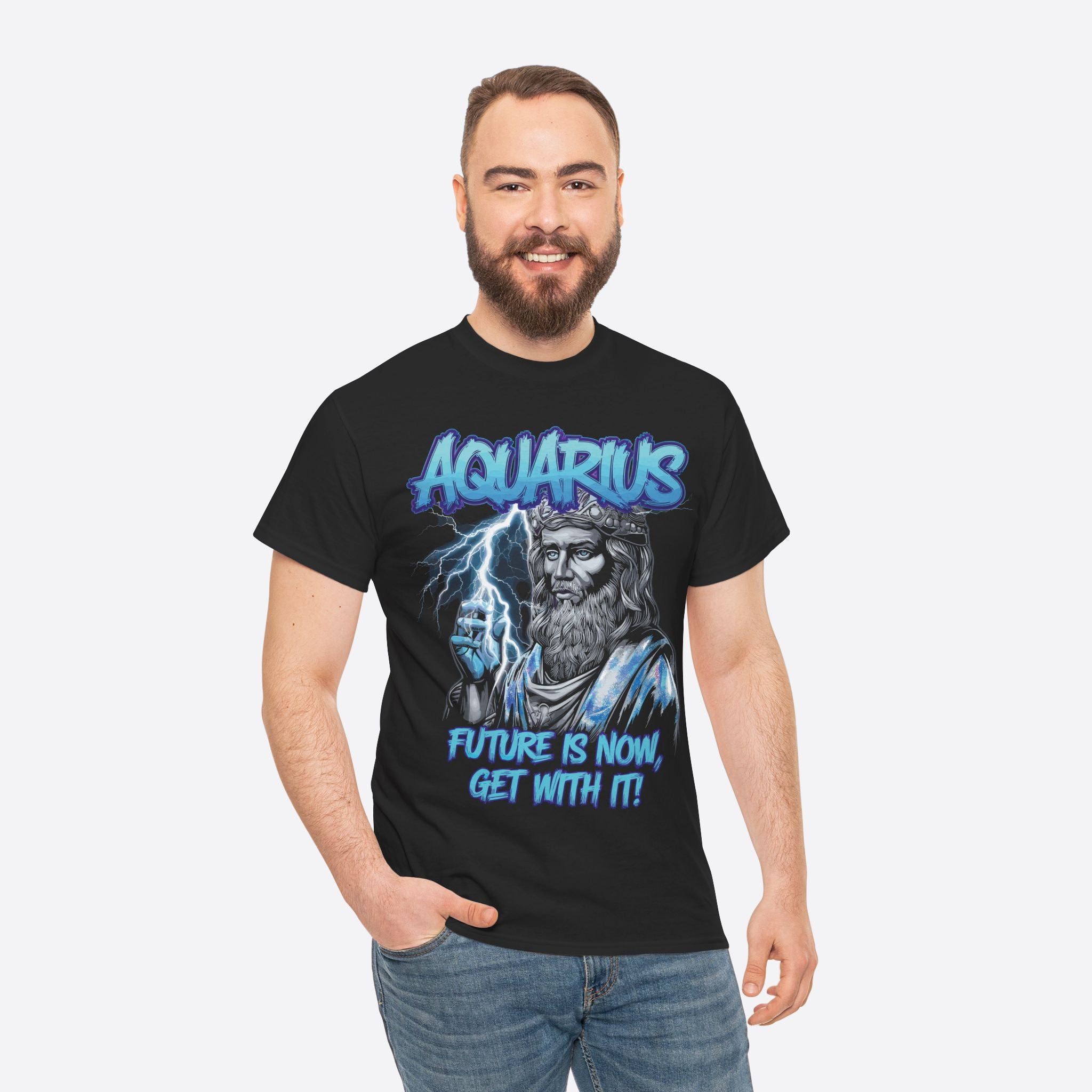 Aquarius Zodiac Lightning King - Future Is Now Graphic Tee - Unisex T-Shirt