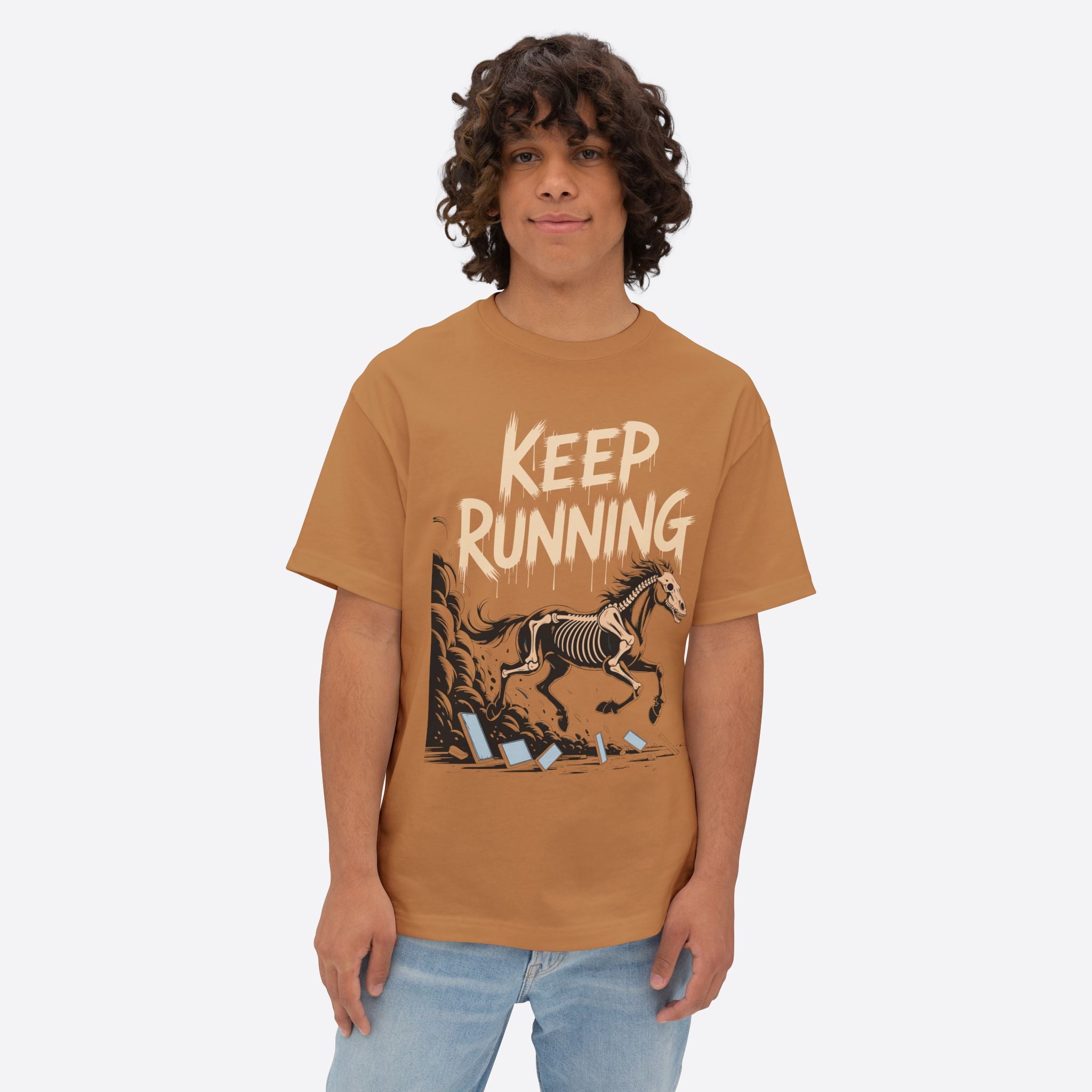 Keep Running Graphics Unisex Oversized Boxy Tee