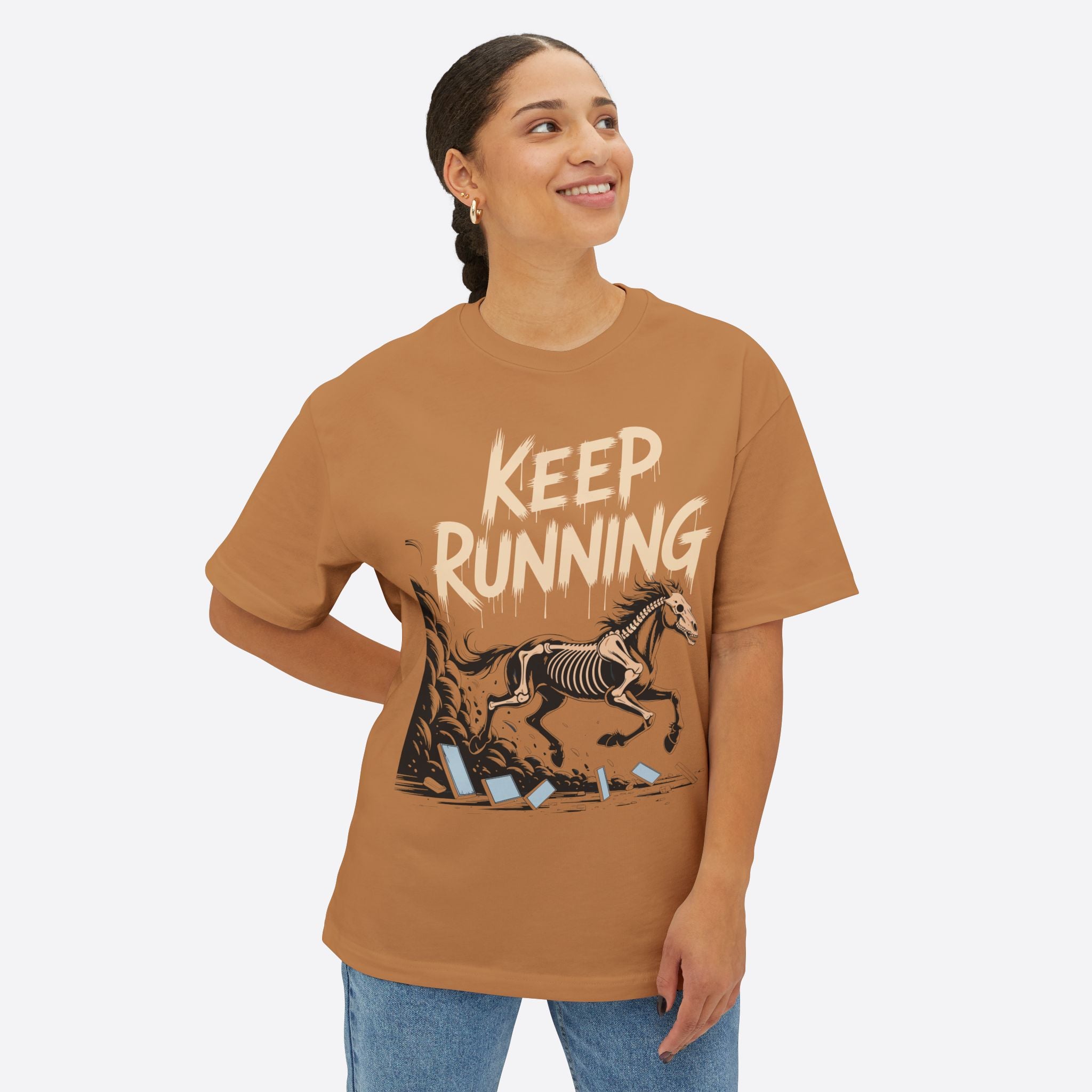 Keep Running Graphics Unisex Oversized Boxy Tee