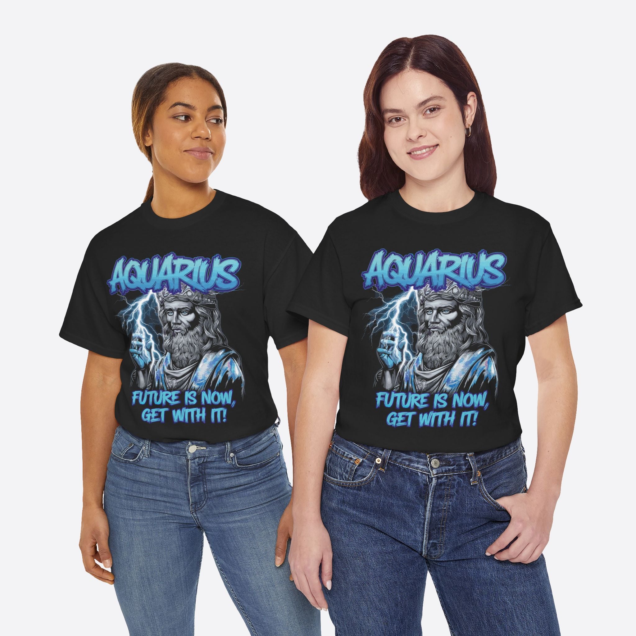 Aquarius Zodiac Lightning King - Future Is Now Graphic Tee - Unisex T-Shirt
