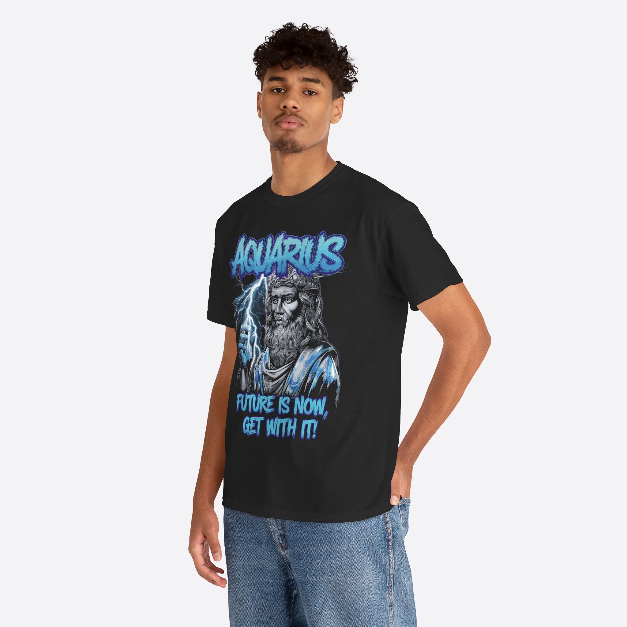 Aquarius Zodiac Lightning King - Future Is Now Graphic Tee - Unisex T-Shirt