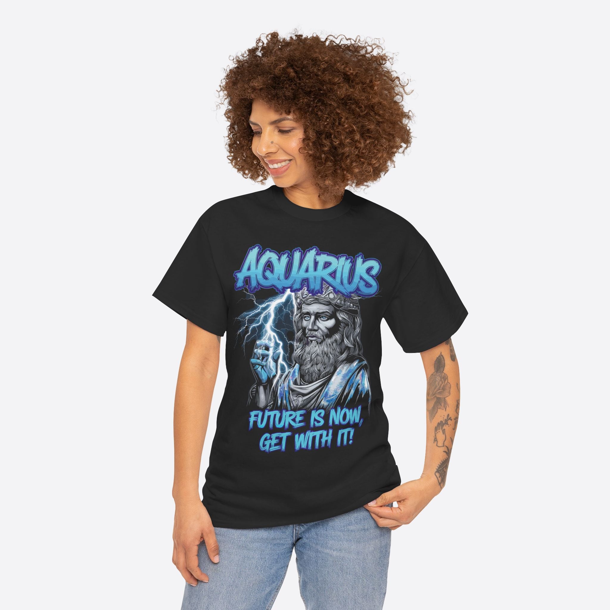 Aquarius Zodiac Lightning King - Future Is Now Graphic Tee - Unisex T-Shirt