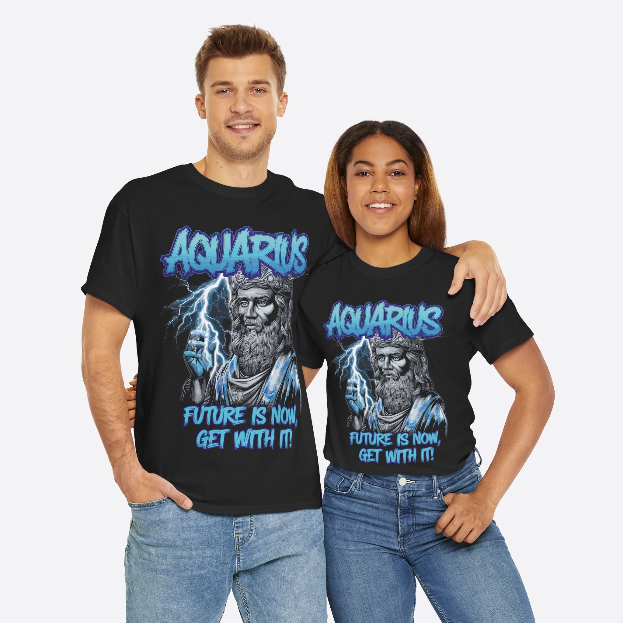 Aquarius Zodiac Lightning King - Future Is Now Graphic Tee - Unisex T-Shirt